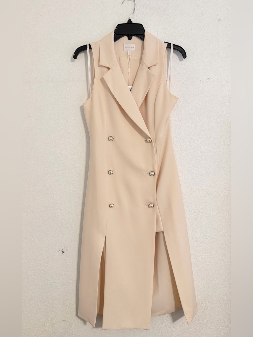 NWT foxiedox Sleeveless Double-Breasted Cream Midi Dress